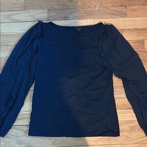 Ann Taylor Elegant Black Ruffle Sleeve Top